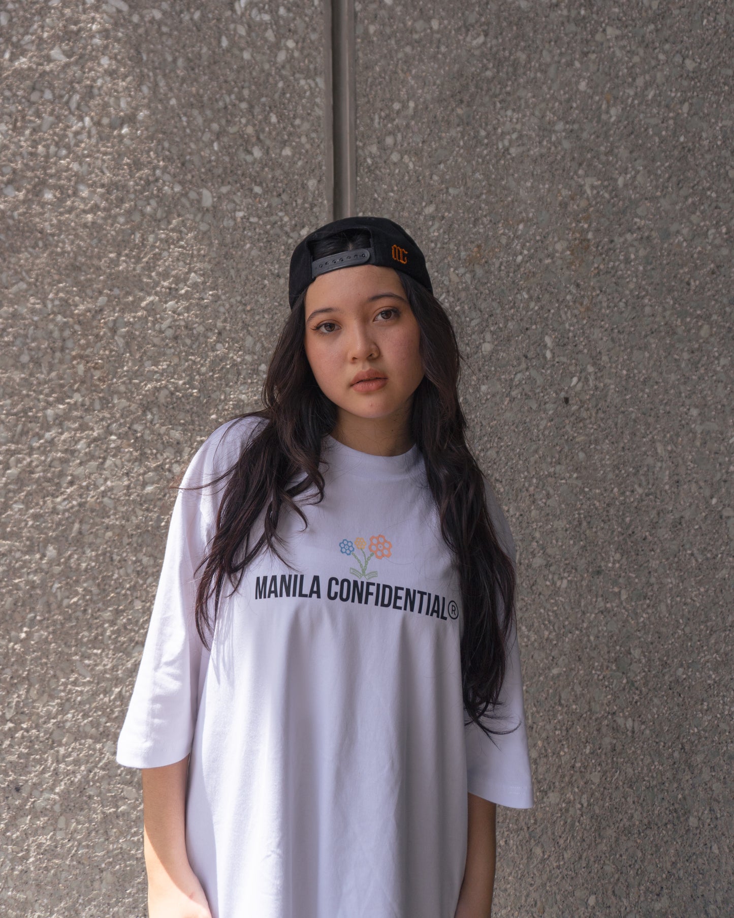 Flower Revolver Text T-Shirt White