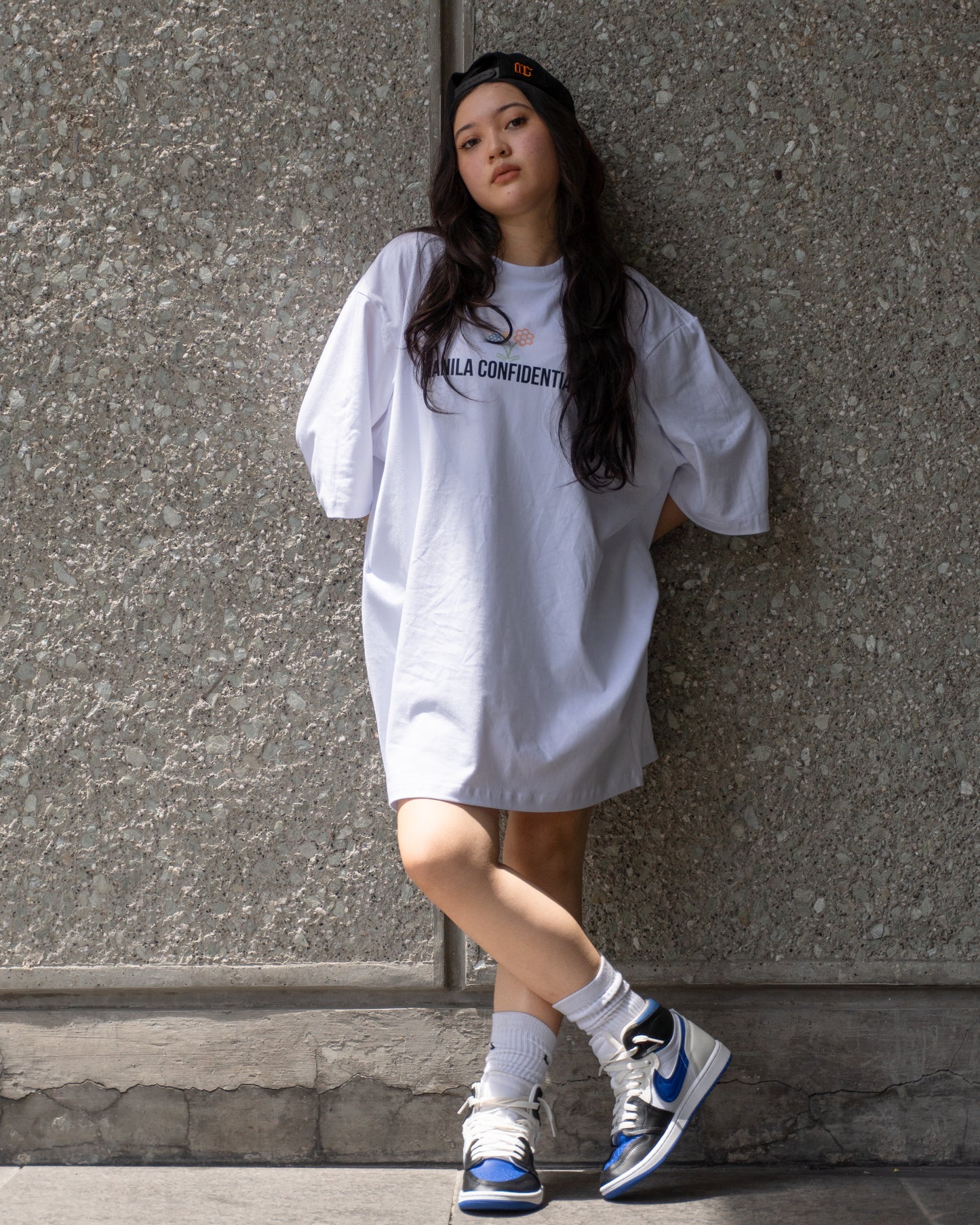 Flower Revolver Text T-Shirt White