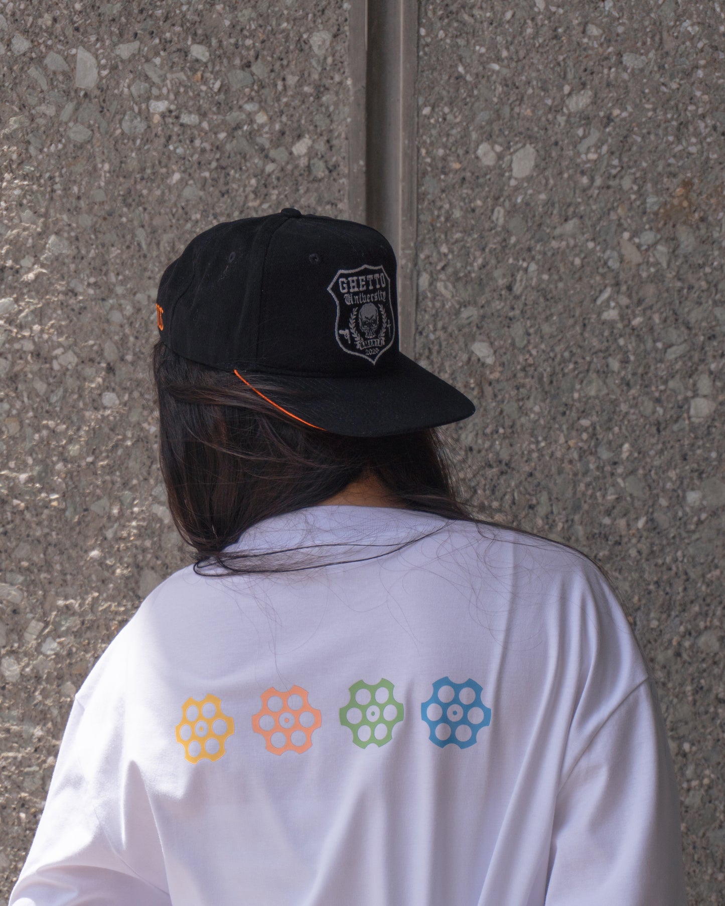 Flower Revolver Text T-Shirt White